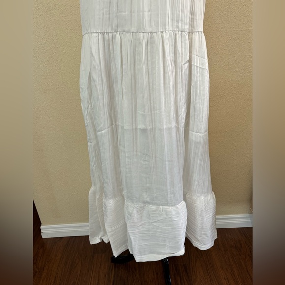 Alfani Pleated Midi Desert Breeze White Tiered Sleeveless Dress L - Picture 3 of 13